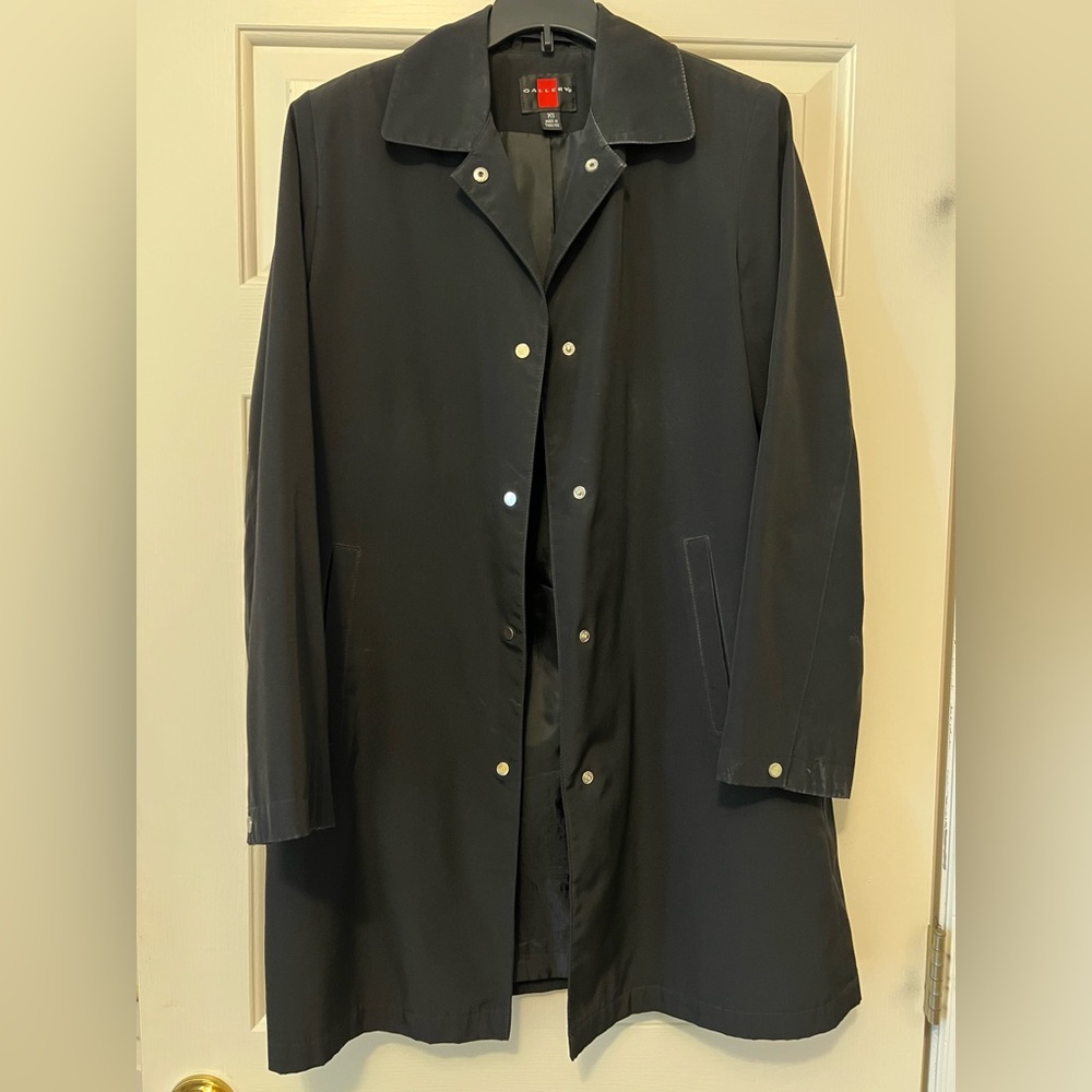 Gallery Black Trench Coat With Snaps Women’s Size Extra Small XS